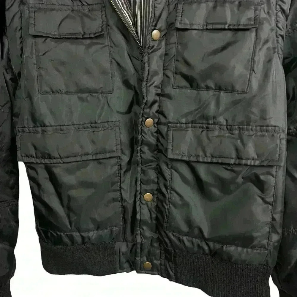 Sarin Black Bomber Jacket; Hideaway Hood & Detachable Arms | Size Medium - Picture 5 of 7
